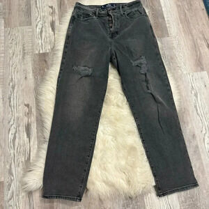 Hollister ultra high rise vintage straight stretch gray jeans sz 9r